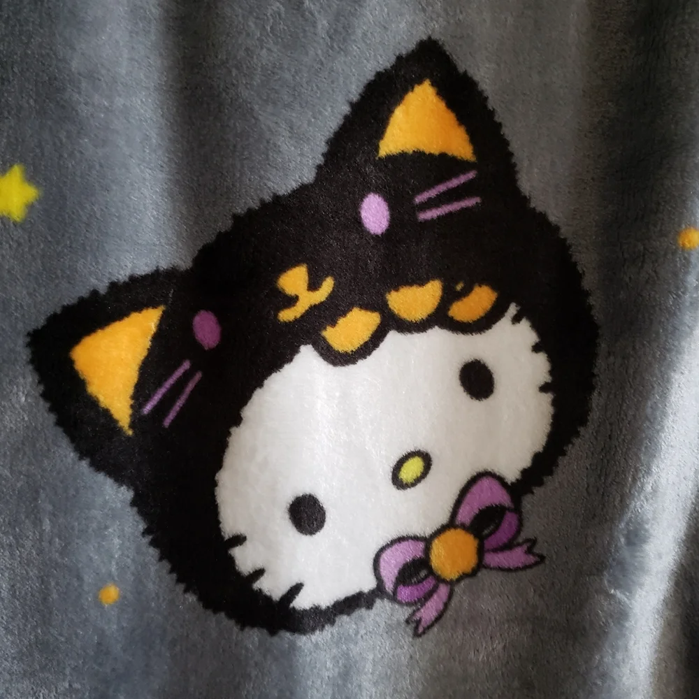 Hello Kitty Halloween Gray Plush Throw Blanket Sanrio 50x70